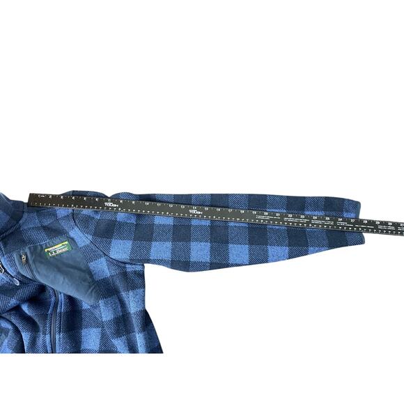 L.L.Bean Women's Sweater Fleece Jacket Full Zip Gingham Blue Size MED Granola - Picture 10 of 13